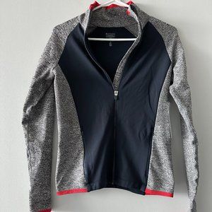 NWT Athleta Andes Hybrid Jacket - gray, navy blue, red, size small, $138